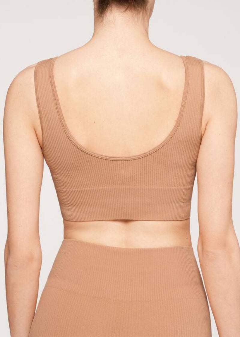 Calzedonia Seamless Ribbed Women's Cover Ups Beige | CA 2082TV