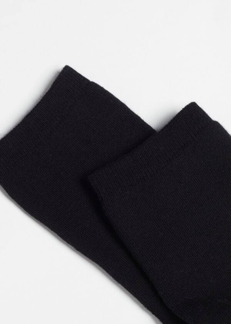 Calzedonia Short Cotton Thermal Women's Socks Black | CA 1701FM