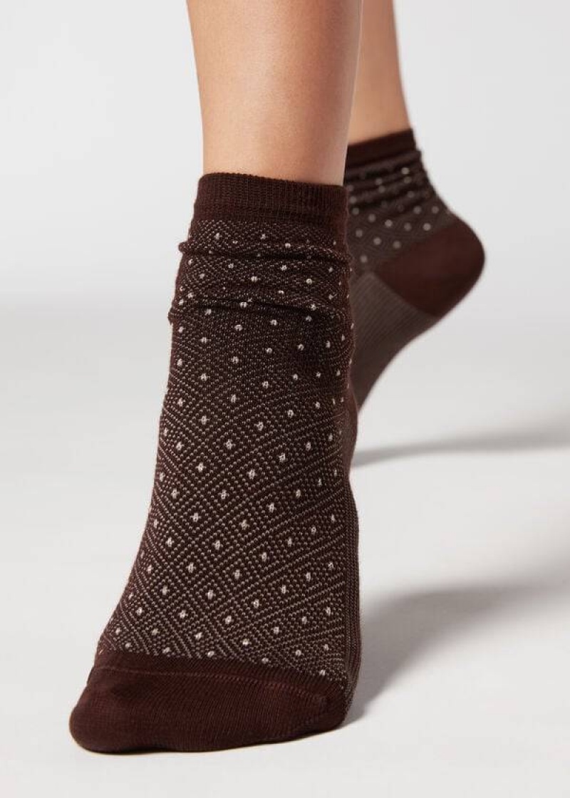 Calzedonia Short Patterned Women\'s Socks Brown | CA 1684VD