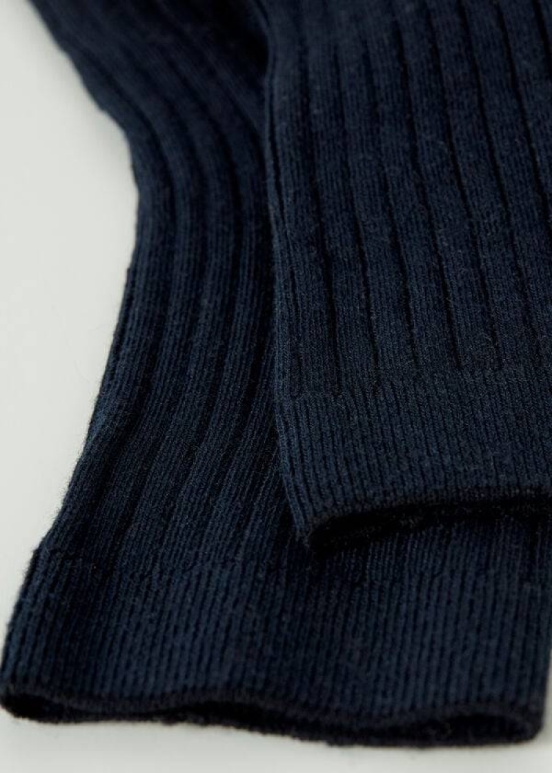 Calzedonia Short Ribbed with Cotton and Cashmere Women's Socks Blue | CA 1679KI