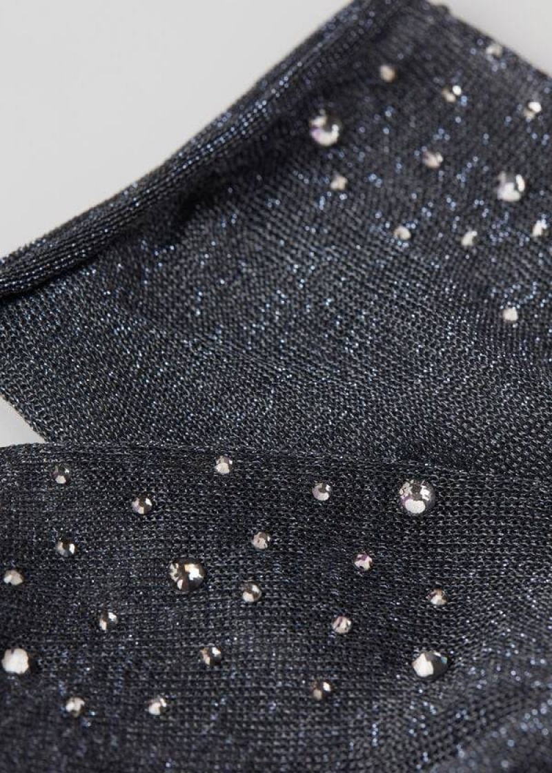 Calzedonia Short with Glitter and Crystals Women's Socks Black | CA 1662QZ