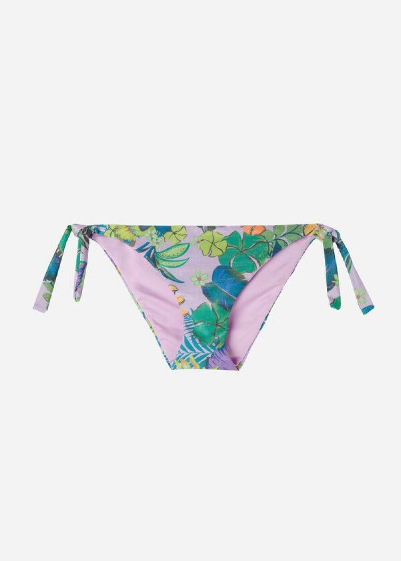 Calzedonia Side Tie Brasilia Women's Bikini Bottoms Purple | CA 2634TV