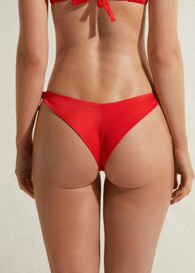 Calzedonia Side Tie Brazilian Marrakech Women's Bikini Bottoms Red | CA 2631IS