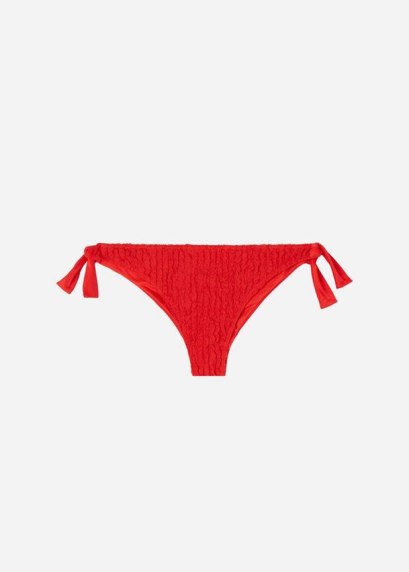 Calzedonia Side Tie Brazilian Marrakech Women's Bikini Bottoms Red | CA 2631IS