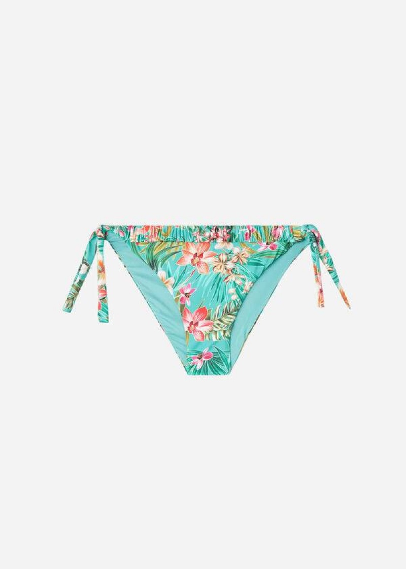 Calzedonia Side Tie Venezia Women's Bikini Bottoms Turquoise | CA 2624GL