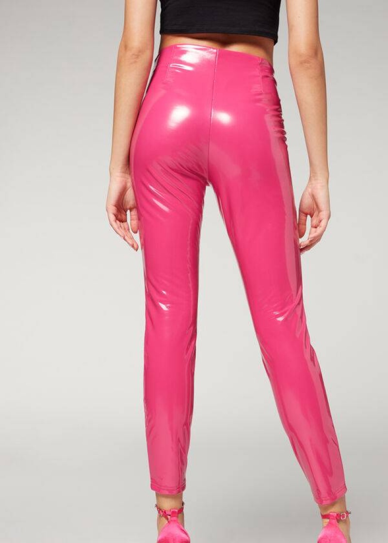 Calzedonia Skinny in Thermal Vinyl Women's Leggings Pink | CA 1507WY