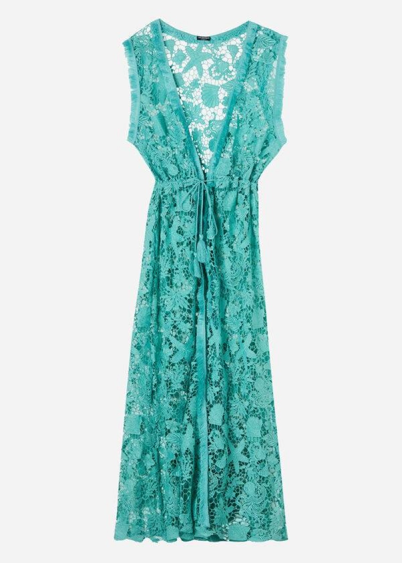 Calzedonia Sleeveless Crochet Women's Cover Ups Turquoise | CA 2077MA