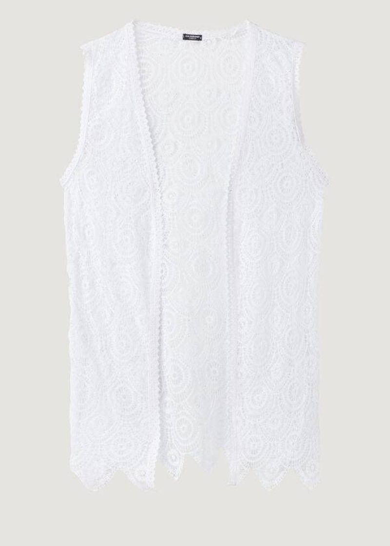 Calzedonia Sleeveless Crochet Women's Cover Ups White | CA 2075BC