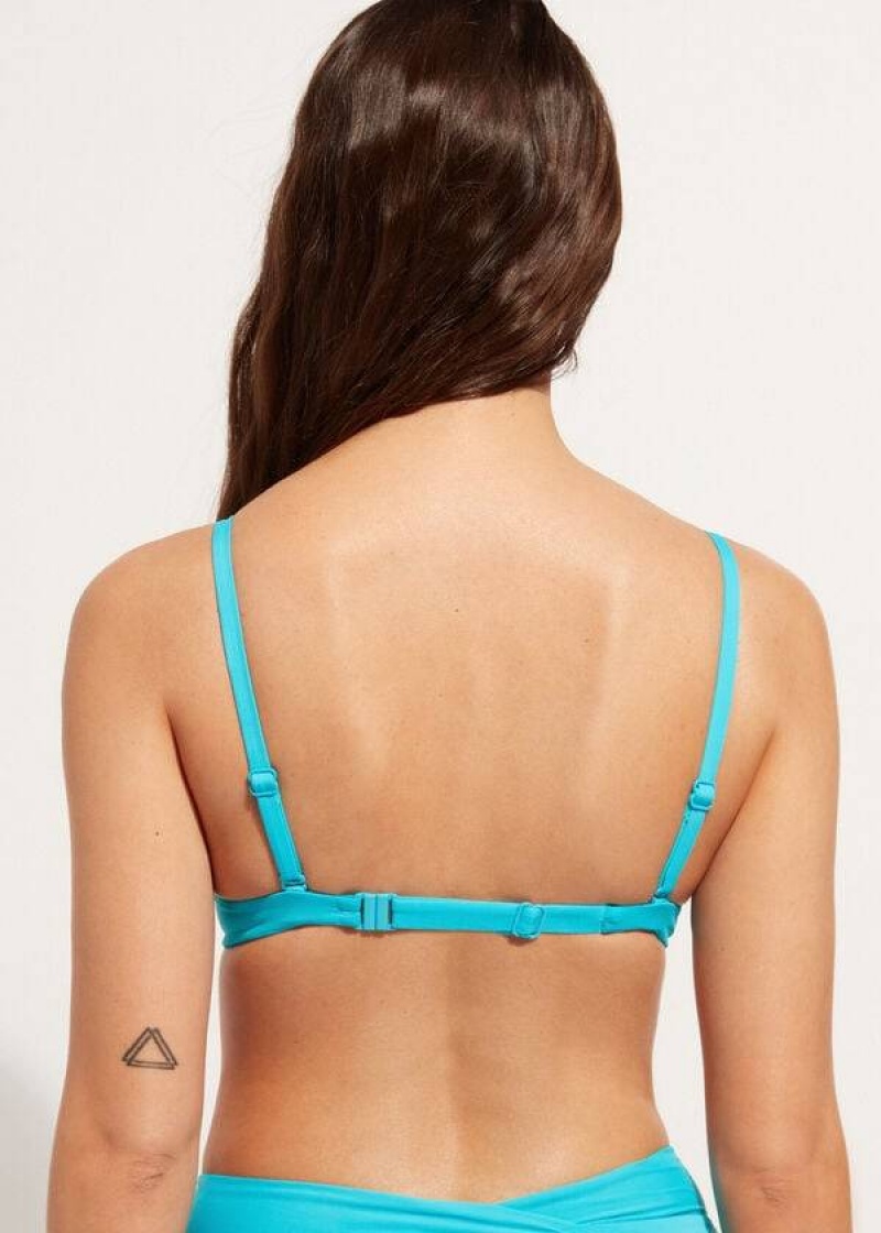 Calzedonia Soft Graduated Super Padded Push-up Indonesia Women's Bikini Tops Turquoise | CA 2231BC