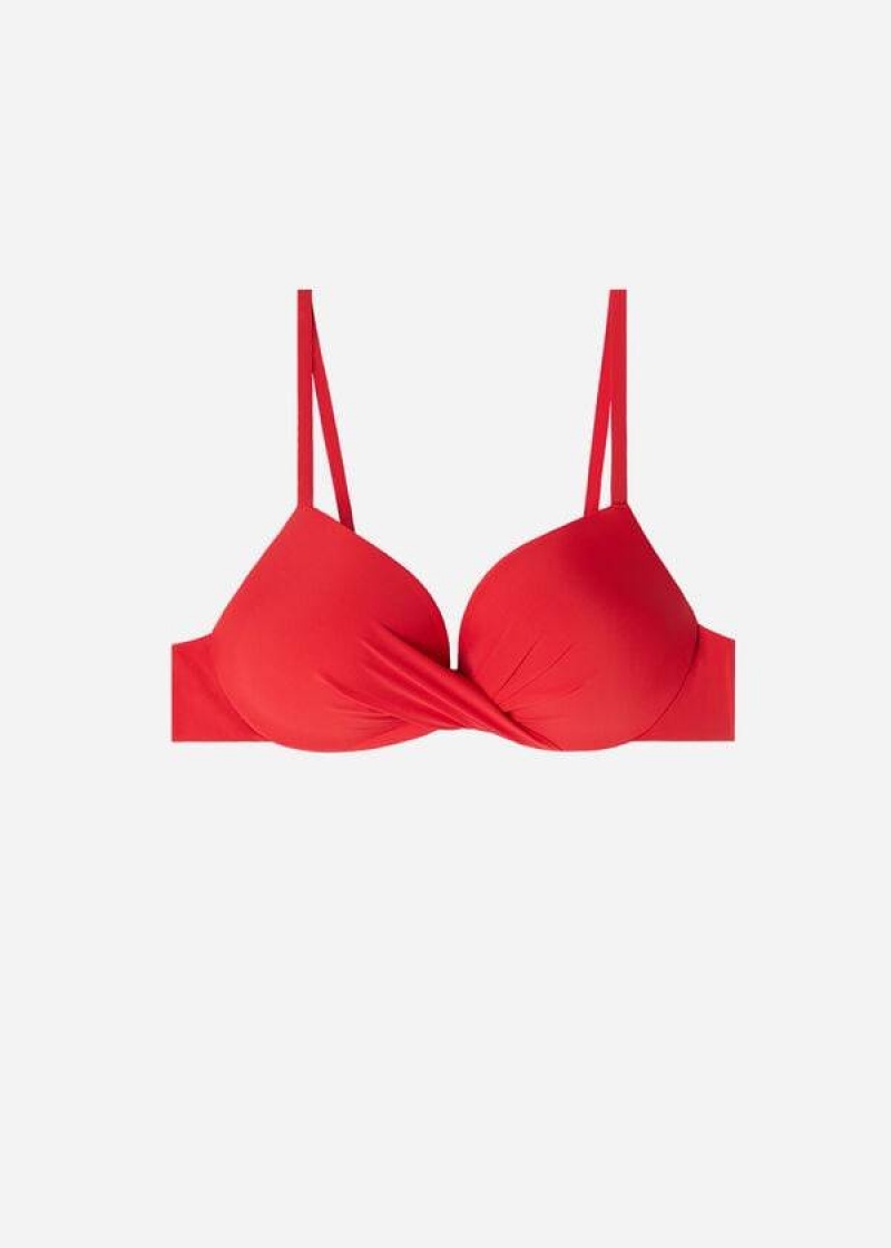 Calzedonia Soft Graduated Super Padded Push-up Indonesia Women's Bikini Tops Red | CA 2230VD