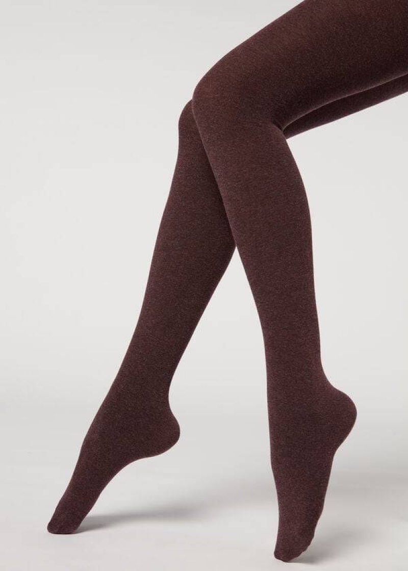 Calzedonia Soft Modal and Cashmere Blend Opaque Women's Tight Red | CA 3128IS