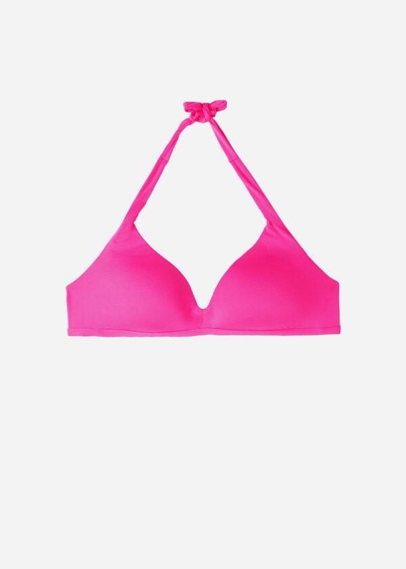 Calzedonia Soft Padded Triangle Indonesia Women's Bikini Tops Pink | CA 2225KI