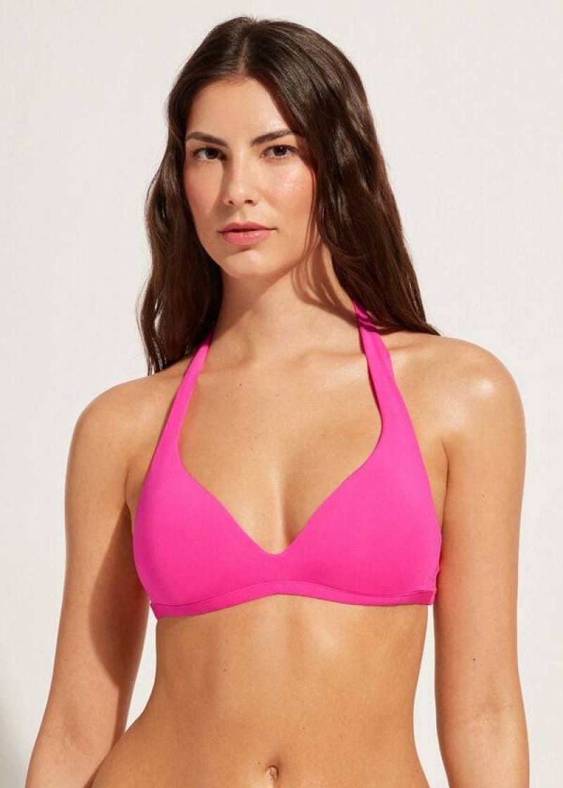 Calzedonia Soft Padded Triangle Indonesia Women\'s Bikini Tops Pink | CA 2225KI