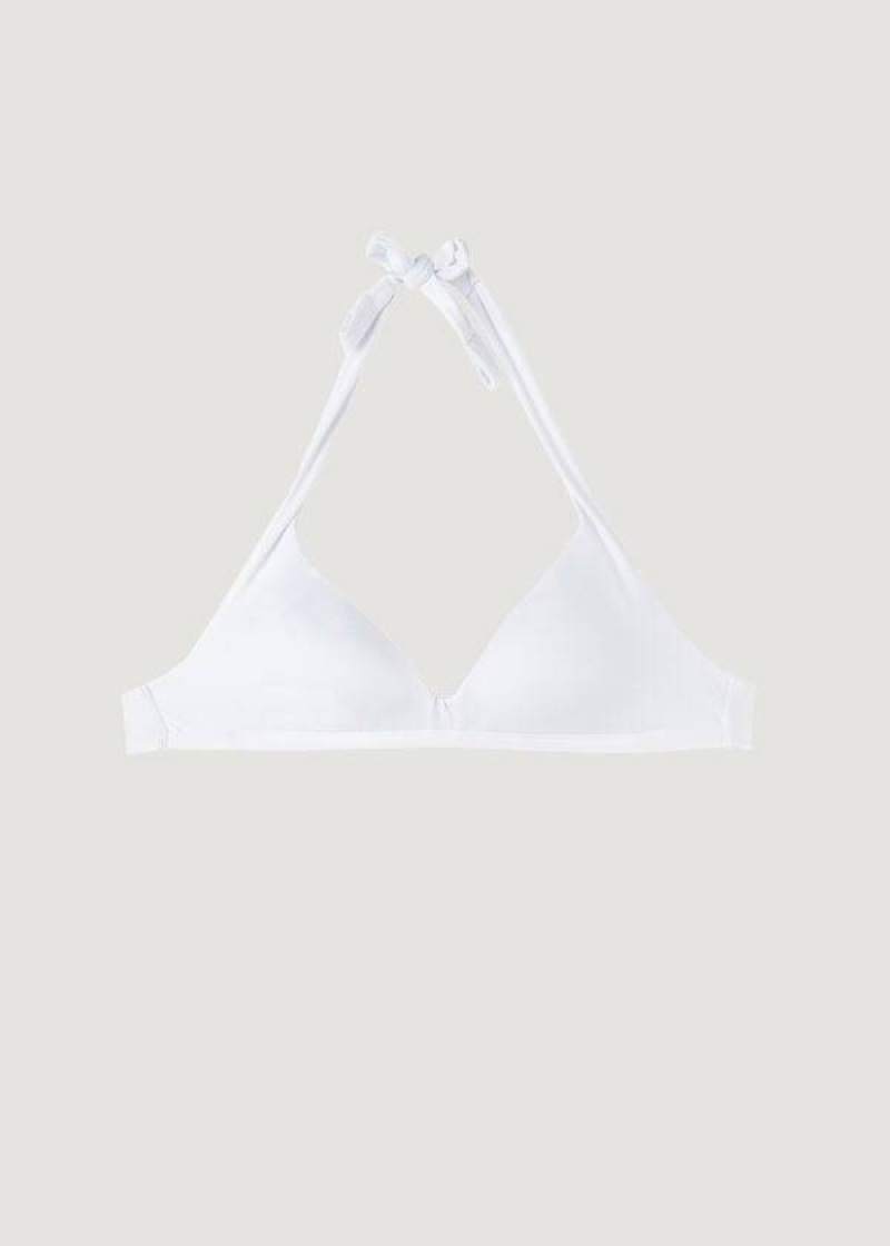 Calzedonia Soft Padded Triangle Indonesia Women's Bikini Tops White | CA 2224JJ