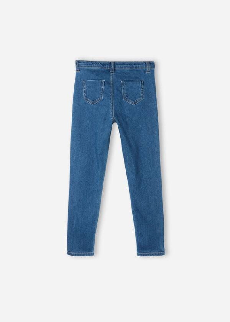 Calzedonia Soft Touch Denim Cropped Skinny Kids' Leggings Blue | CA 1049SO