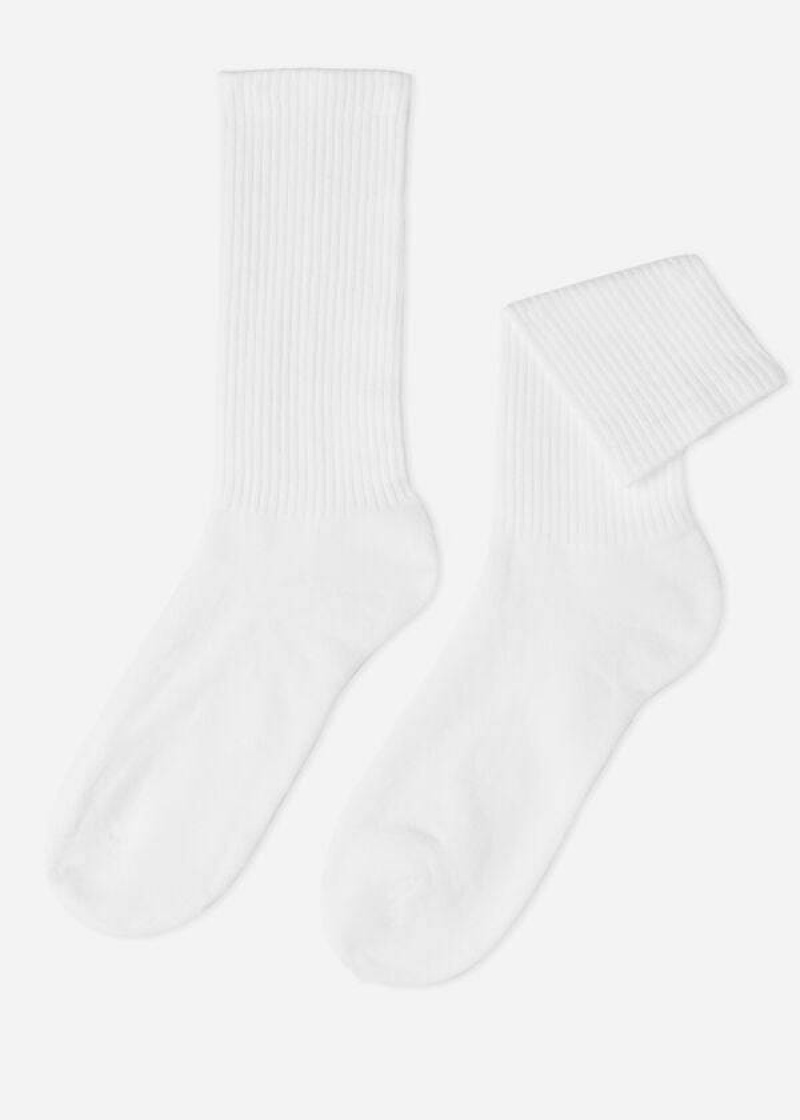 Calzedonia Sport Long Men\'s Socks White | CA 1422XF