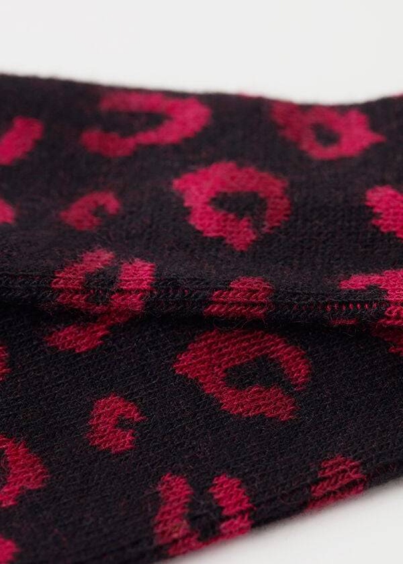 Calzedonia Spotted Cashmere Short Women's Socks Black / Red | CA 1652JJ