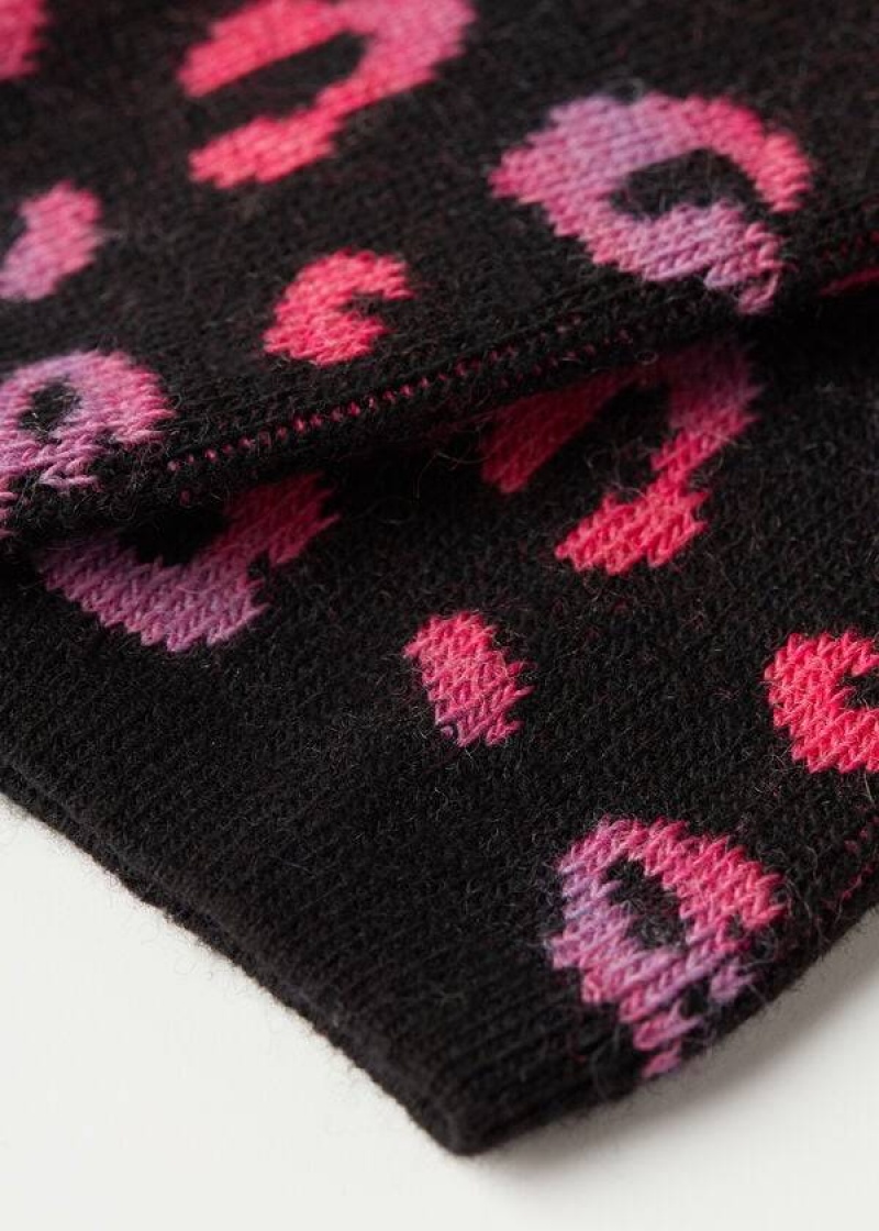 Calzedonia Spotted Cashmere Short Women's Socks Black / Pink | CA 1651HK