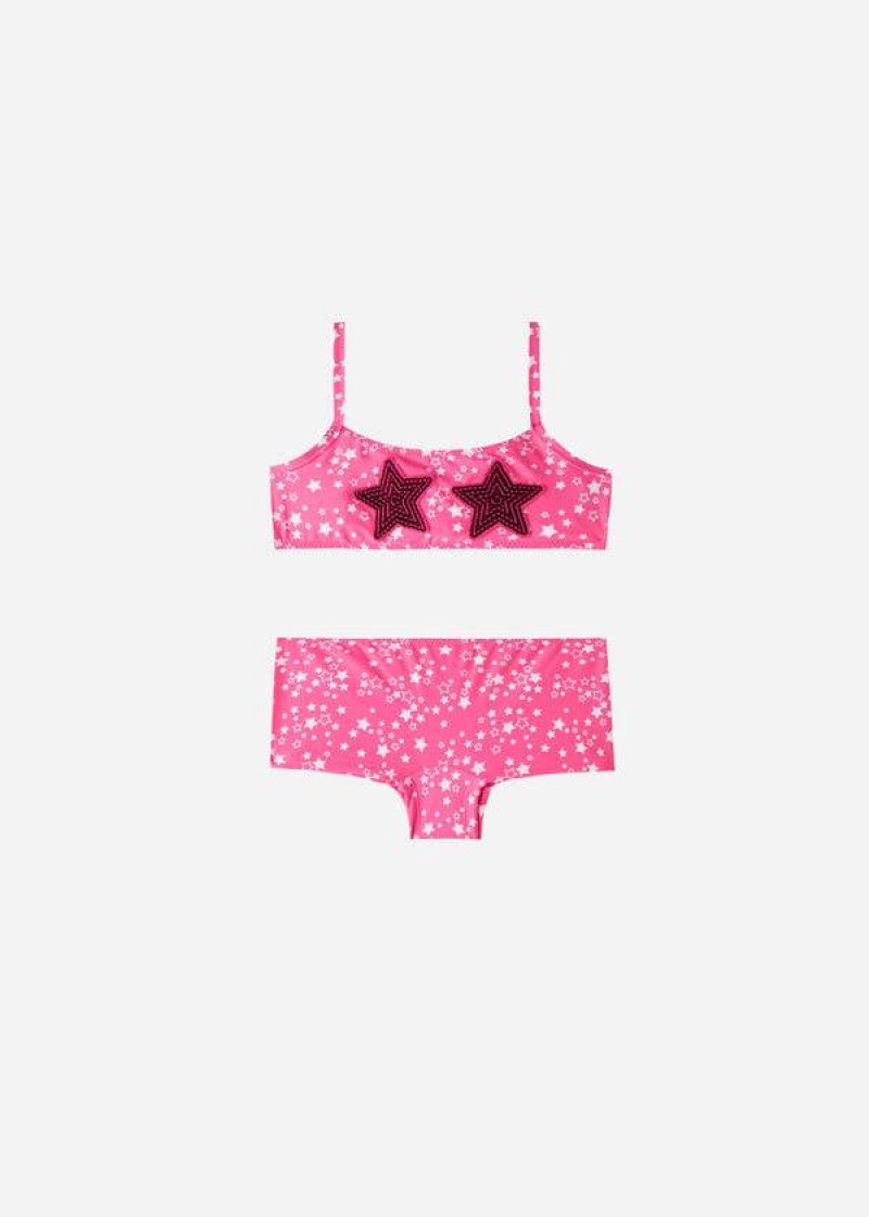 Calzedonia Star Two-Piece Jam Kids\' Swimsuits Pink | CA 1142QZ