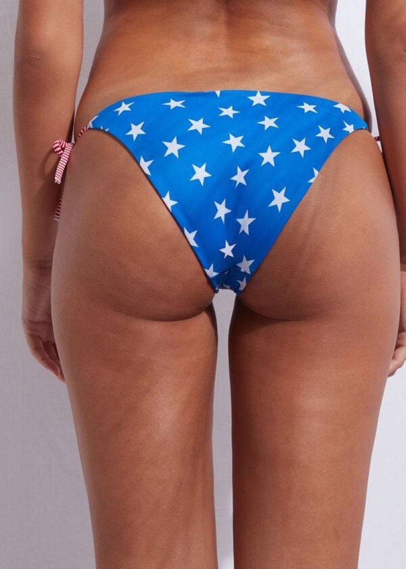 Calzedonia Star patterned Women's Bikini Bottoms Blue | CA 2615VD