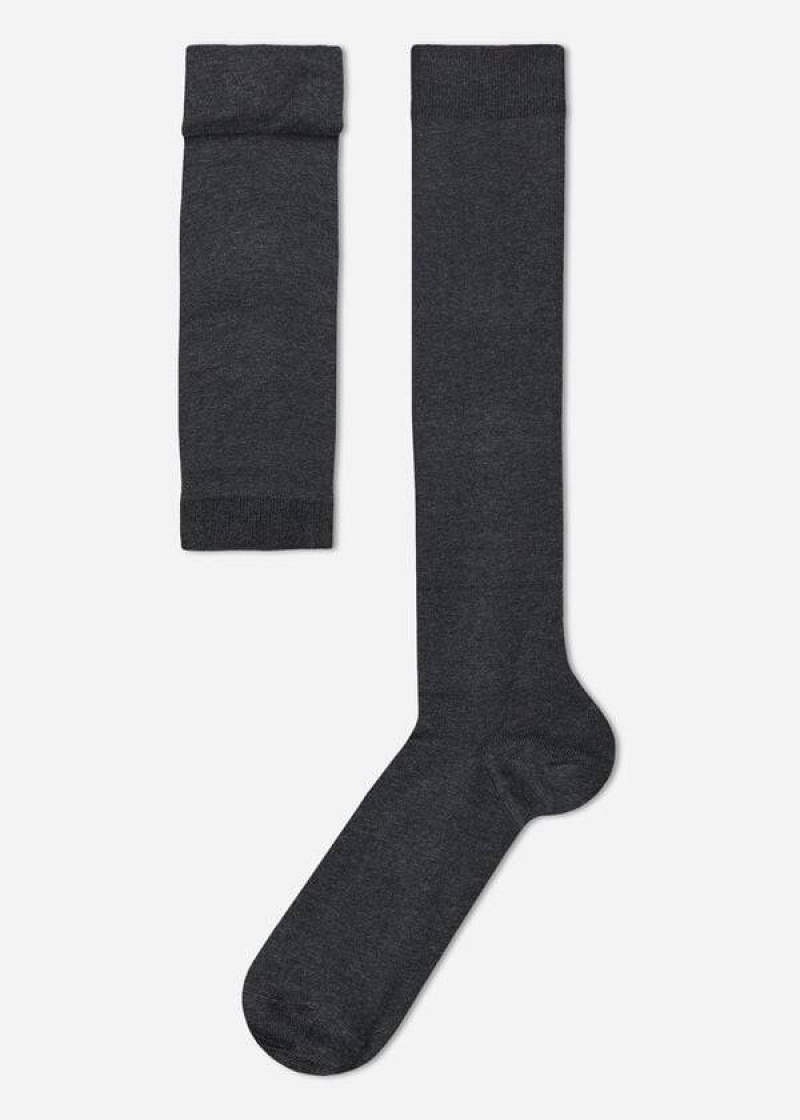 Calzedonia Stretch Cotton Long Men\'s Socks Grey | CA 1418JJ