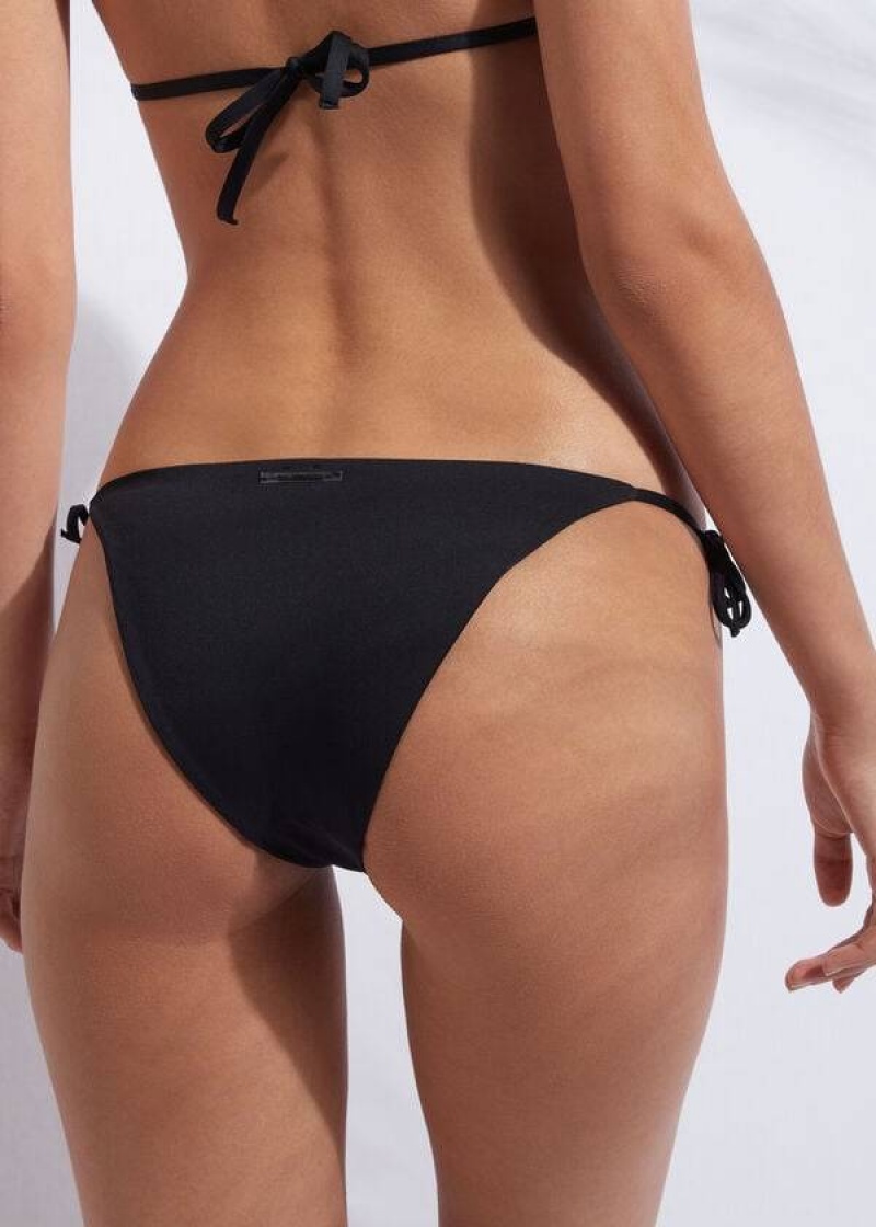 Calzedonia String Indonesia Women's Bikini Bottoms Black | CA 2594KI