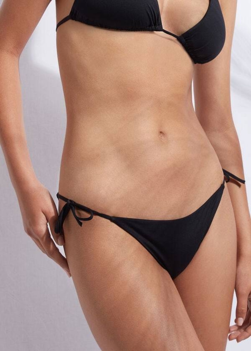 Calzedonia String Indonesia Women's Bikini Bottoms Black | CA 2594KI