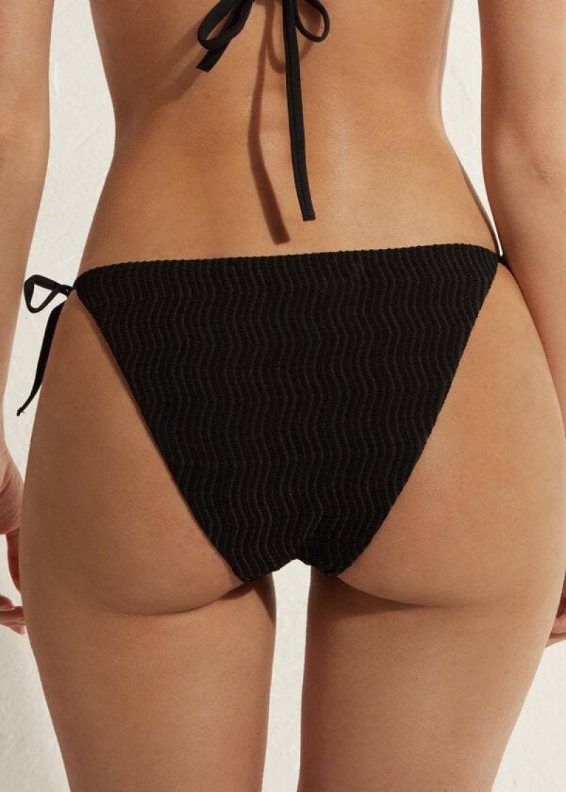 Calzedonia String Mykonos Women's Bikini Bottoms Black | CA 2583EX