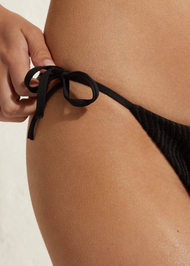 Calzedonia String Mykonos Women's Bikini Bottoms Black | CA 2583EX