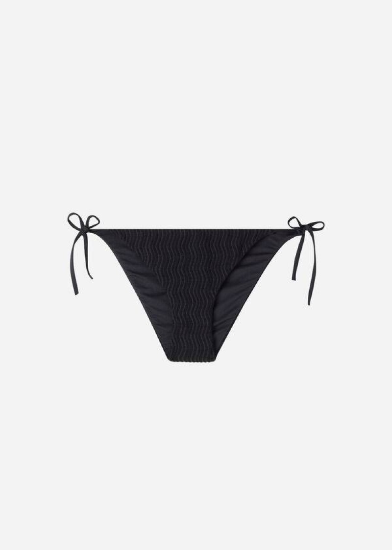 Calzedonia String Mykonos Women's Bikini Bottoms Black | CA 2583EX