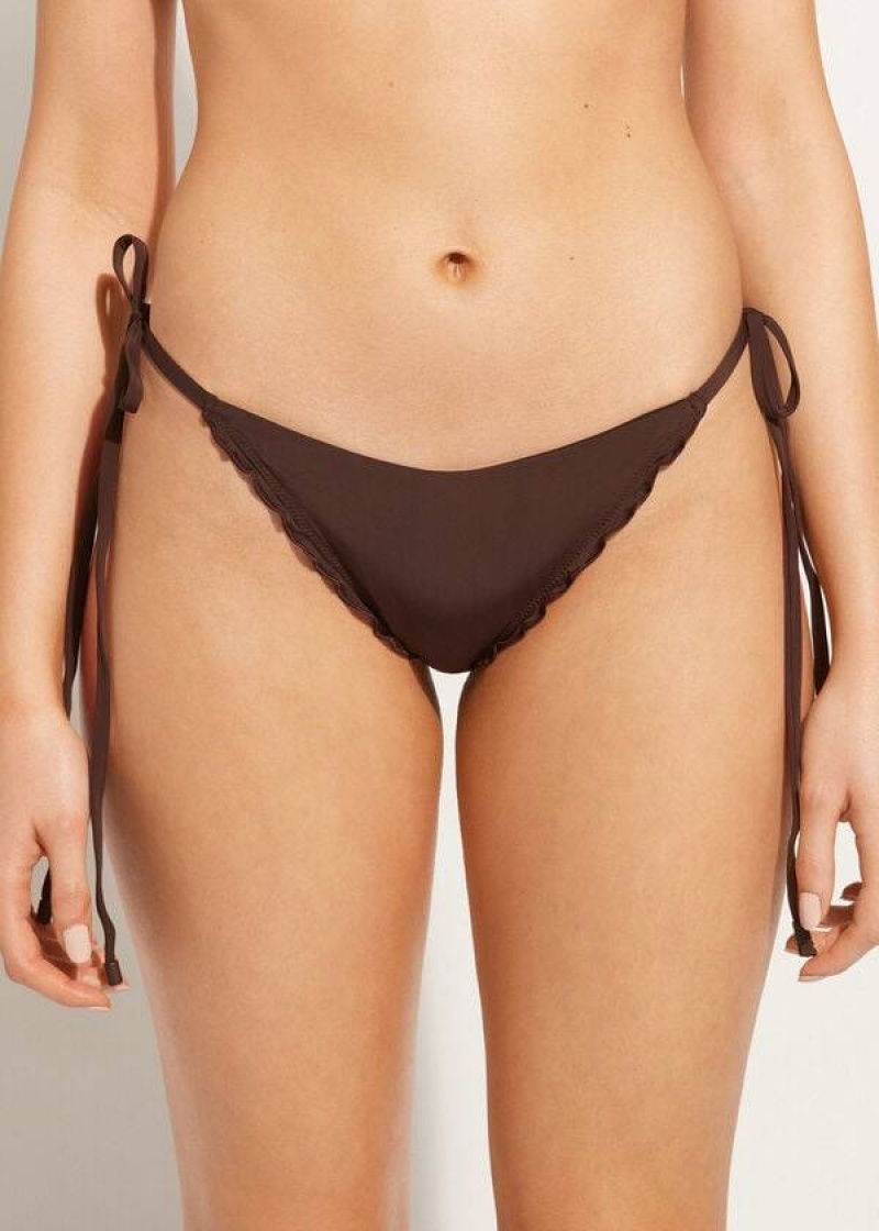 Calzedonia String Thong Islamorada Women\'s Bikini Bottoms Coffee Brown | CA 2573DN