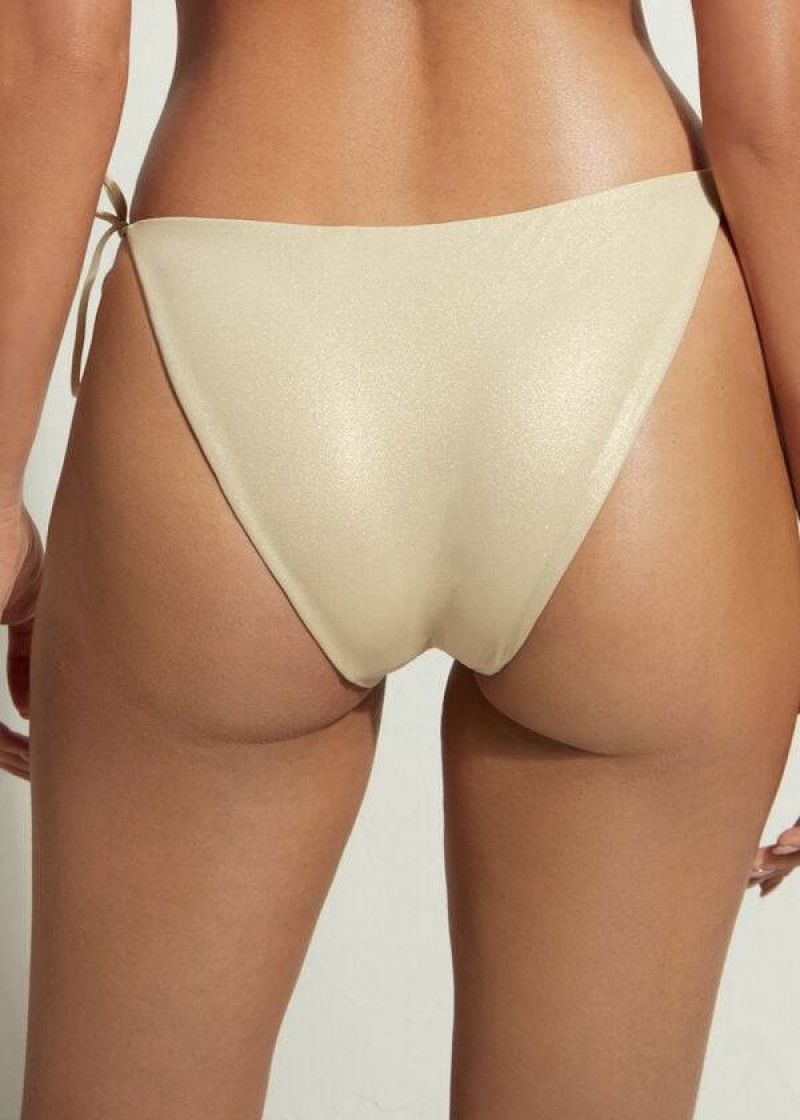 Calzedonia String Tie Abu Dhabi Women's Bikini Bottoms Gold | CA 2571GL