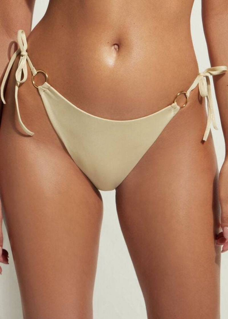 Calzedonia String Tie Abu Dhabi Women\'s Bikini Bottoms Gold | CA 2571GL