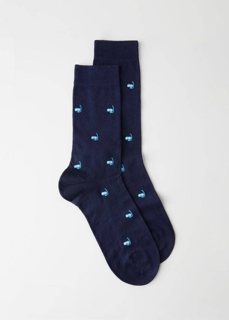 Calzedonia Summer Print Crew Men\'s Socks Blue | CA 1318XF