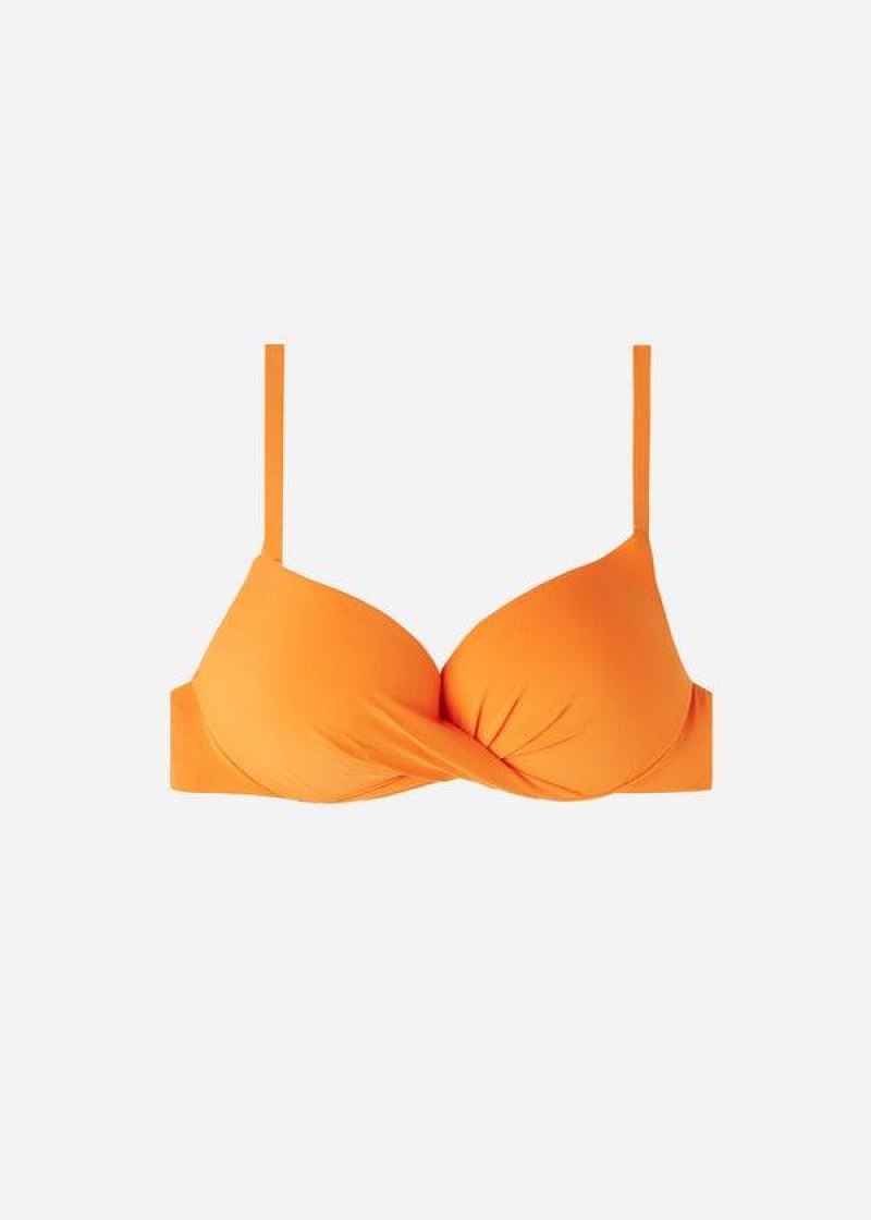 Calzedonia Super Padded Push Up Indonesia Eco Women's Bikini Tops Orange | CA 2216OR