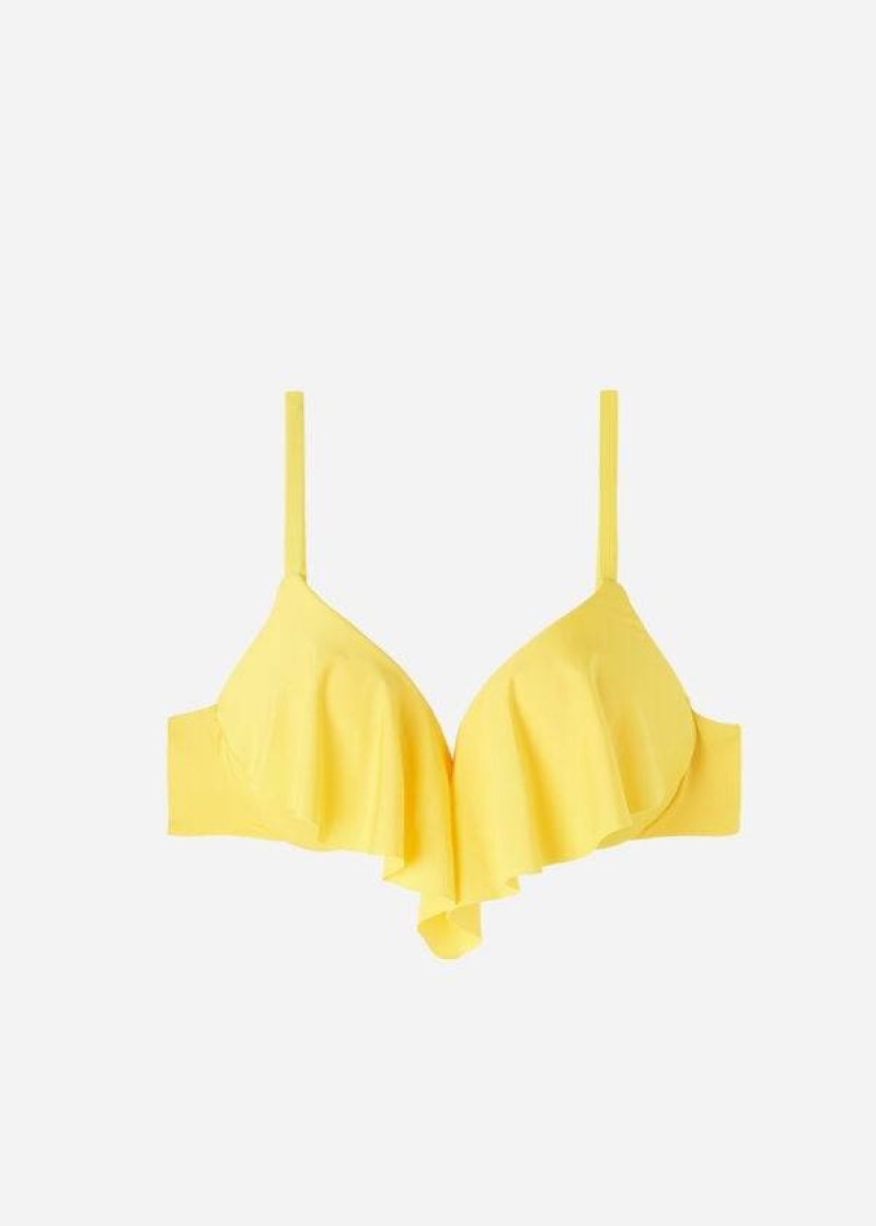 Calzedonia Super Padded Push Up Indonesia Eco rosa Women's Bikini Tops Yellow | CA 2212TV