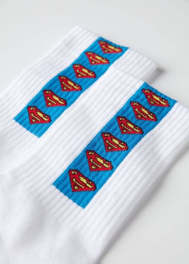 Calzedonia Superman Crew Men's Socks White / Blue | CA 1333PQ