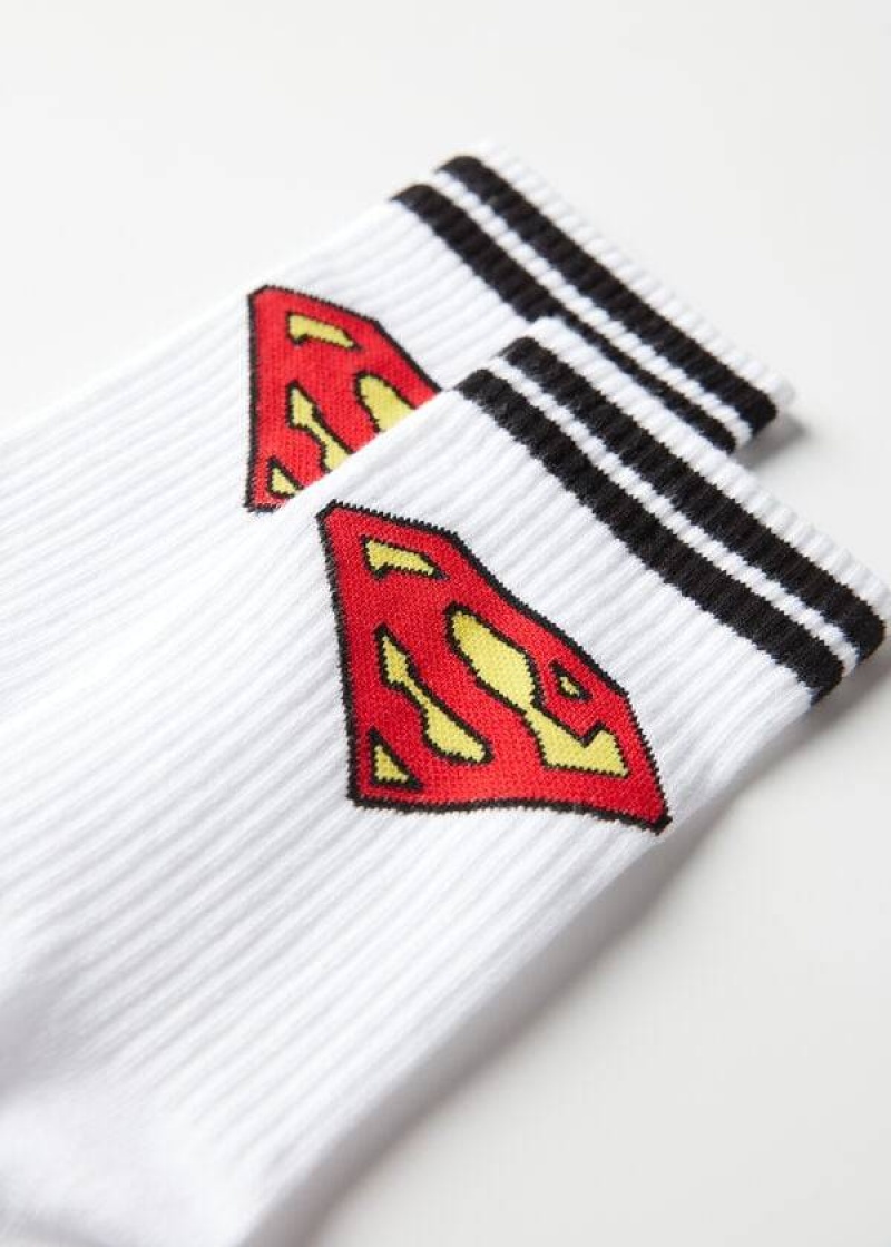 Calzedonia Superman Crew Men's Socks White | CA 1331IS