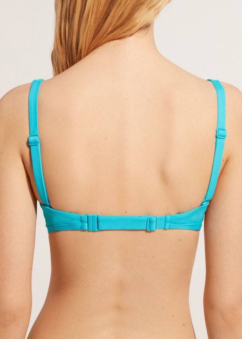 Calzedonia Tank-Style Indonesia Women's Bikini Tops Turquoise Green | CA 2182QZ