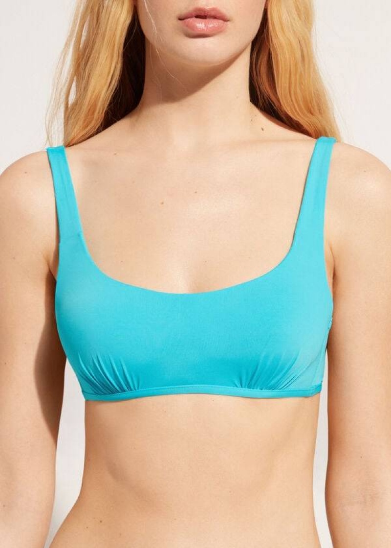 Calzedonia Tank-Style Indonesia Women\'s Bikini Tops Turquoise Green | CA 2182QZ