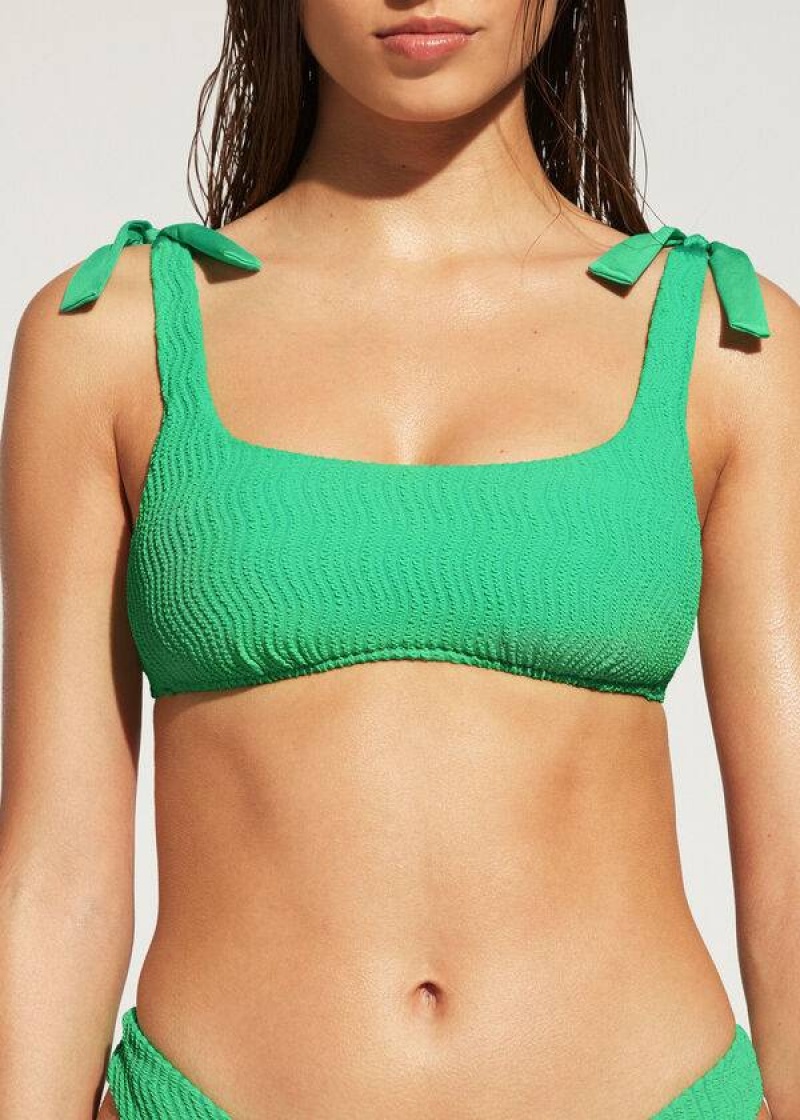 Calzedonia Tank Mykonos Women\'s Bikini Tops Turquoise Green | CA 2207MA