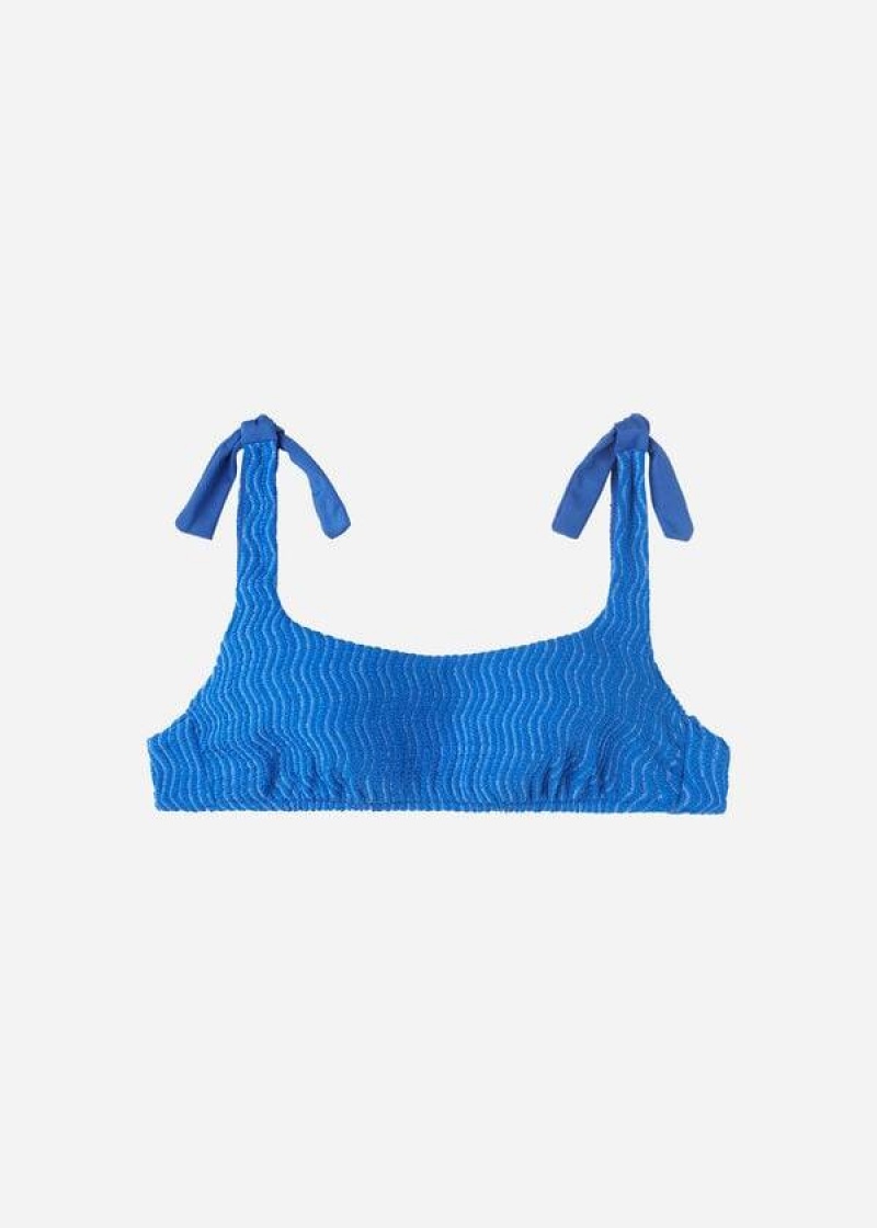 Calzedonia Tank Mykonos Women's Bikini Tops Blue | CA 2206NB