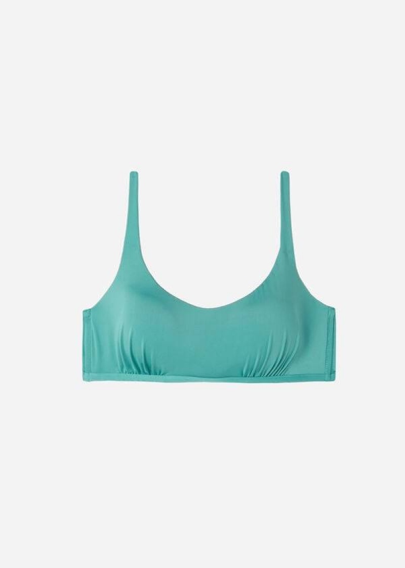 Calzedonia Tank Style Indonesia Eco Women's Bikini Tops Turquoise | CA 2200LH