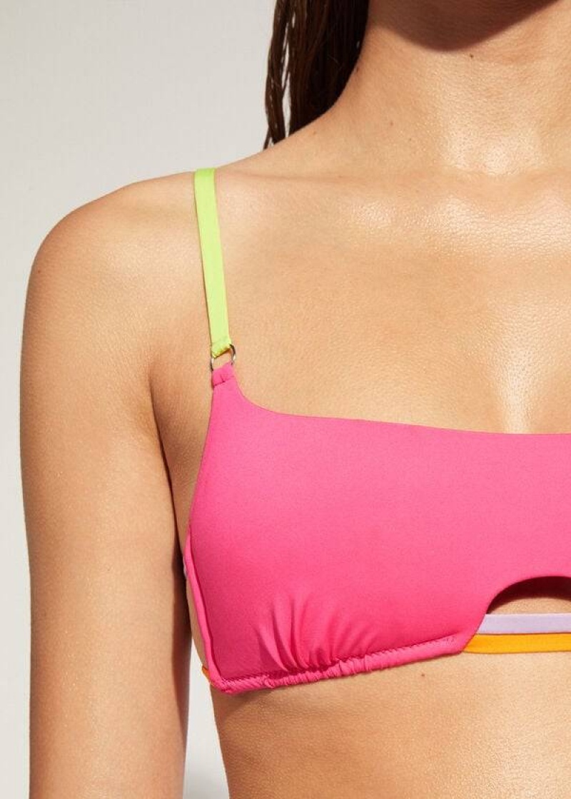 Calzedonia Tank Tokyo Eco Women's Bikini Tops Pink | CA 2188UT