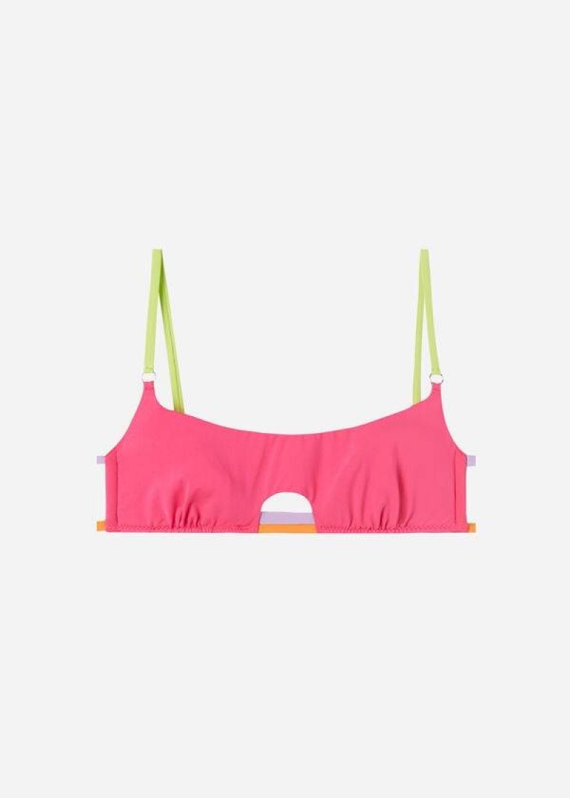 Calzedonia Tank Tokyo Eco Women's Bikini Tops Pink | CA 2188UT