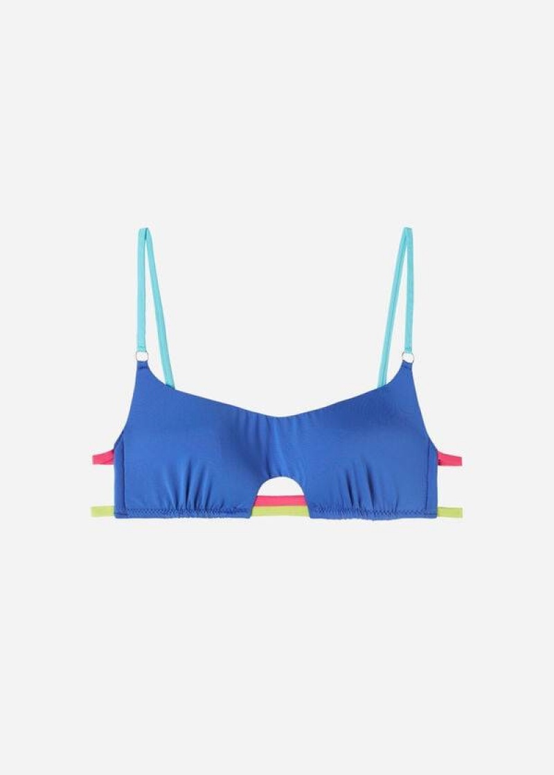 Calzedonia Tank Tokyo Eco Women's Bikini Tops Blue | CA 2187YU