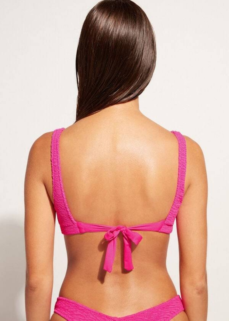 Calzedonia Tank-style Cut Out Miami Women's Bikini Tops Pink | CA 2185RW