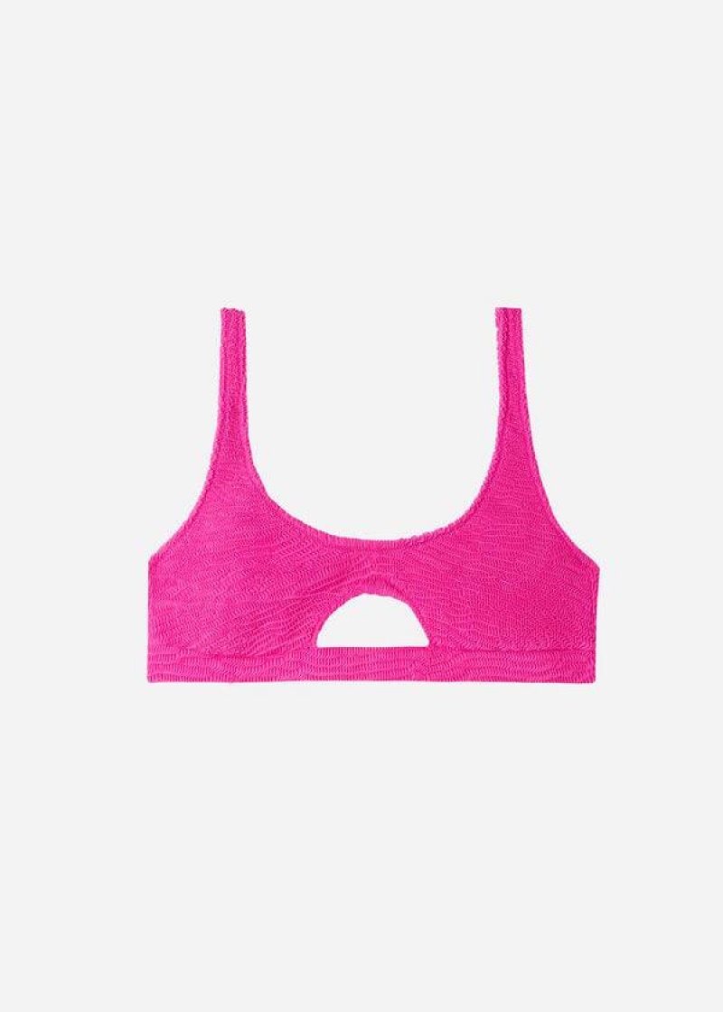 Calzedonia Tank-style Cut Out Miami Women's Bikini Tops Pink | CA 2185RW