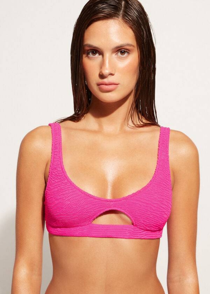 Calzedonia Tank-style Cut Out Miami Women\'s Bikini Tops Pink | CA 2185RW