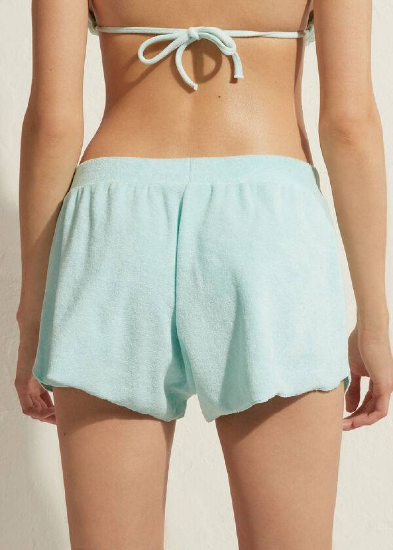 Calzedonia Terrycloth Shorts Women's Cover Ups Blue | CA 2042JJ